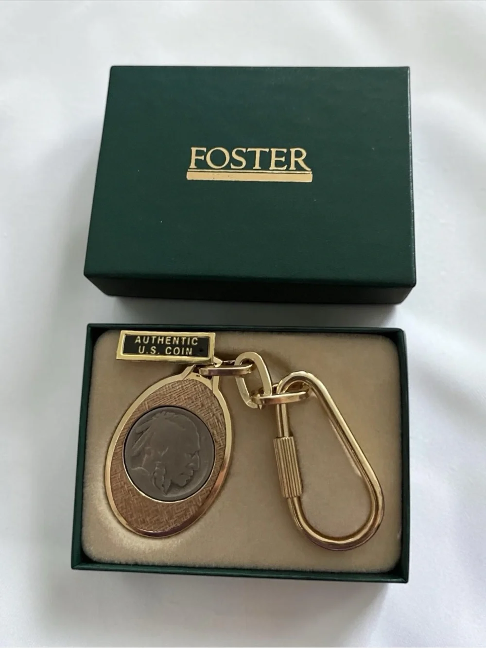 Oster Gold-Tone Buffalo Nickel Key & Card Holder Keychain